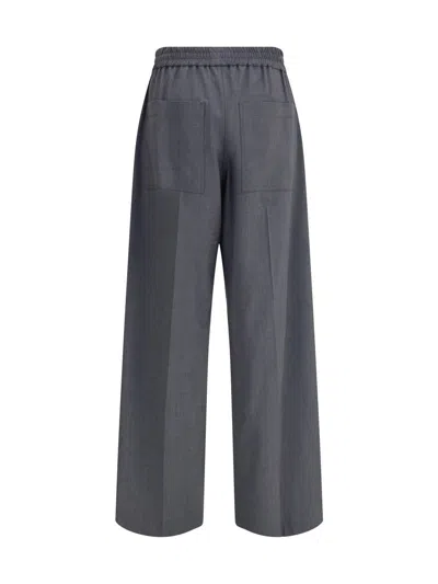 Brunello Cucinelli Pleated Wide-leg Linen Pull-on Trackpants In Gray