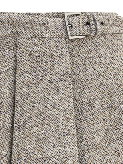 Brunello Cucinelli Kilt Midi Skirt In Neutral