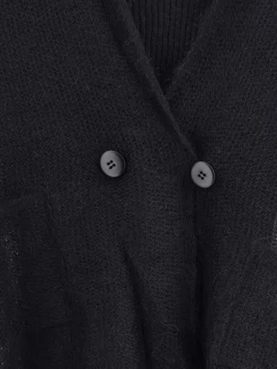 Giorgio Armani Women Double-breasted Cardigan And Top In A Wool And Mohair Blend Twin-set In Blue