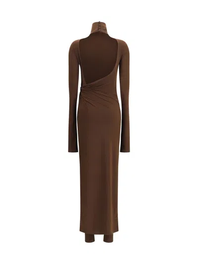 The Andamane Tessa Turtleneck Open-back Jumpsuit In Brown
