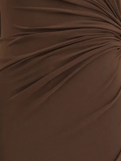 The Andamane Tessa Turtleneck Open-back Jumpsuit In Brown