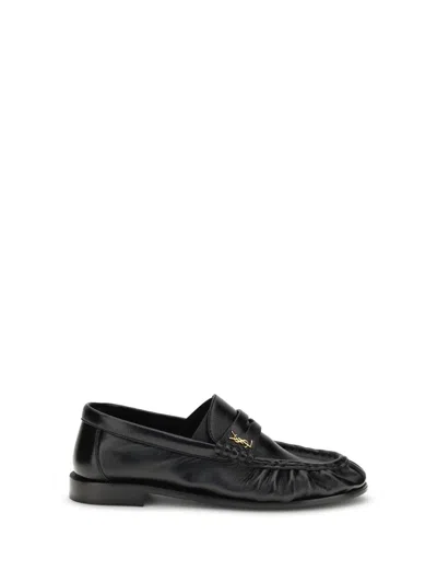 Saint Laurent Le Loafer Penny Slipppers In Black