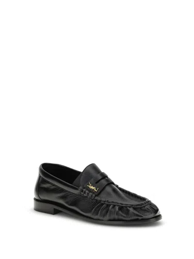 Saint Laurent Le Loafer Penny Slipppers In Black