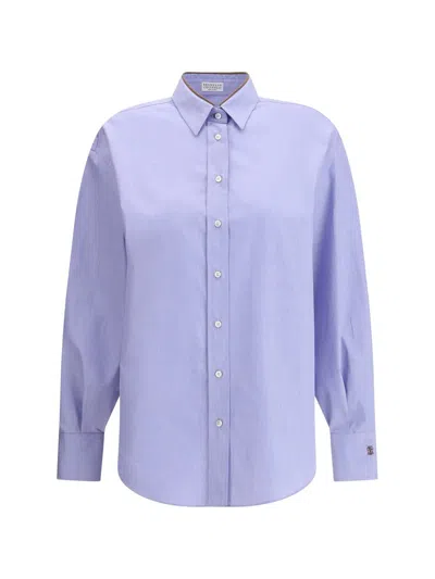 Brunello Cucinelli Long-sleeve Button-up Shirt In Blue