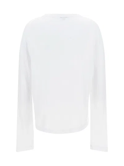 James Perse Crepe Jersey Oversized Long Sleeve Crew In White