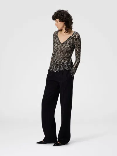 Missoni Slim Fit V-neck Sweater In Lace In Black