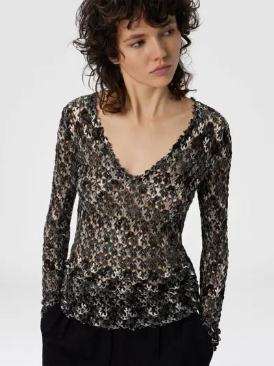Missoni Slim Fit V-neck Sweater In Lace In Black