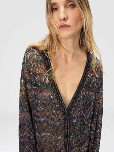 Missoni Zigzag Pattern Cardigan Sweaters And Cardigans Multicolor In Brown