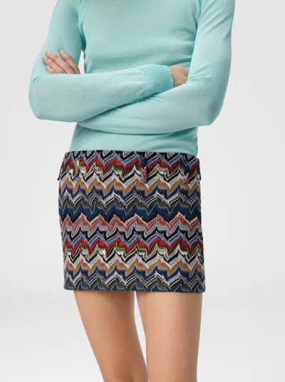 Missoni Textured Chevron Pattern Mini Skirt In Multi