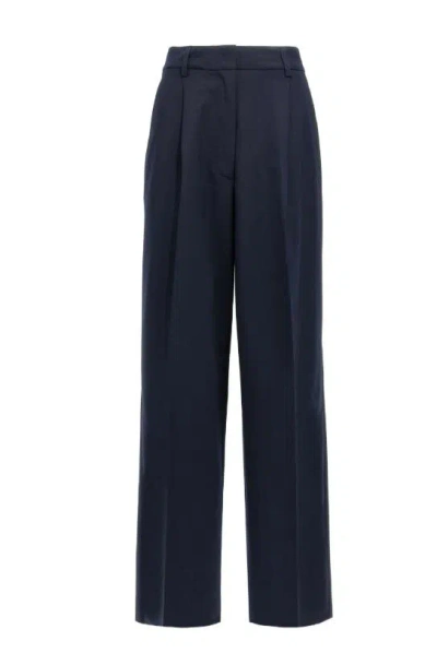 The Latest Thelatest Midnight Blue Wool Blend Trousers In Blue