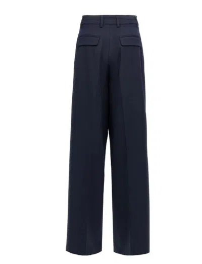 The Latest Thelatest Midnight Blue Wool Blend Trousers In Blue