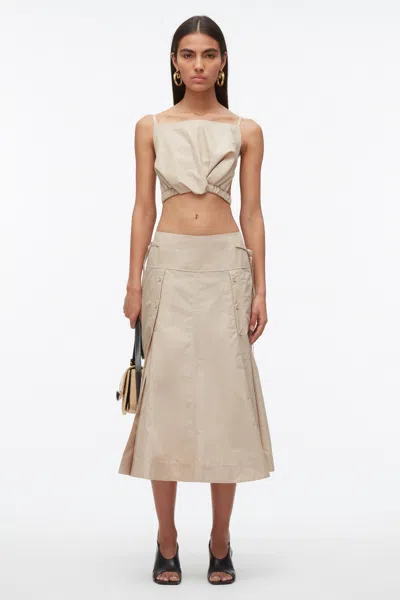 3.1 Phillip Lim Button Front Tie Waist Midi Skirt In Neutral