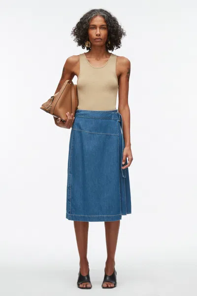 3.1 Phillip Lim Chambray Wrap Skirt In Blue
