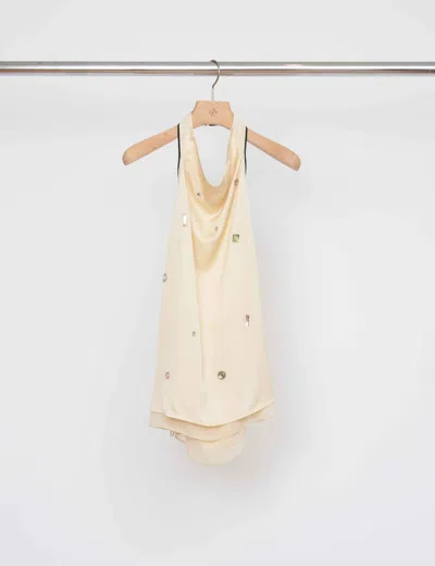 3.1 Phillip Lim Halter Top With Halo Gem Embroidery In White