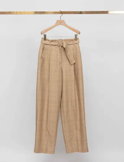 3.1 Phillip Lim Linen Plaid Wide Leg Belted Pants In Multi