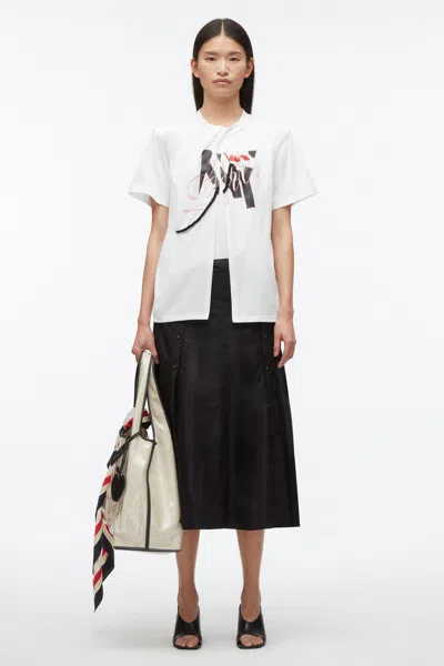 3.1 Phillip Lim Ny Lover Sliced Tee With Poppy Embroidery In Black