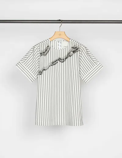 3.1 Phillip Lim Short Sleeve Top With Abstract Zebra Embroidery In Blue