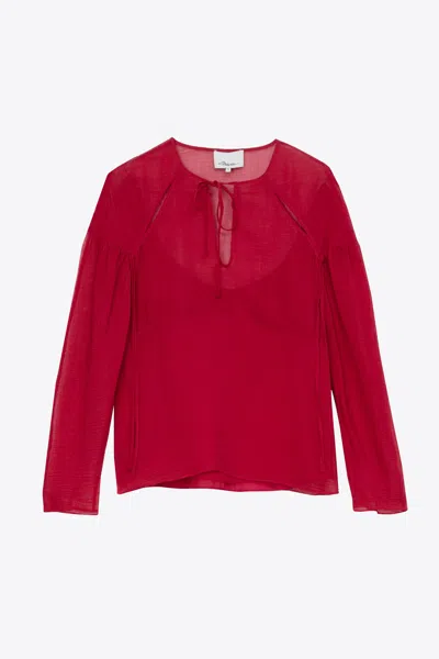 3.1 Phillip Lim Textured Silk Blouse With Overlay In Red
