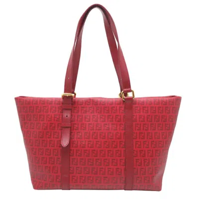 Pre-owned Fendi Zucchino Red Color Pvc Leather Tote Bag ()