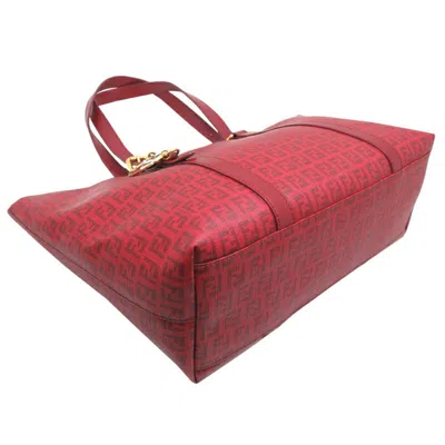 Pre-owned Fendi Zucchino Red Color Pvc Leather Tote Bag ()