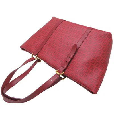 Pre-owned Fendi Zucchino Red Color Pvc Leather Tote Bag ()