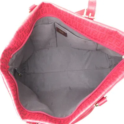 Pre-owned Fendi Zucchino Red Color Pvc Leather Tote Bag ()