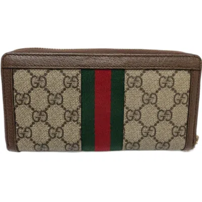 Pre-owned Gucci Beige Gg Supreme Long Wallet (bi-fold) () In Sand