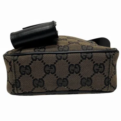 Pre-owned Gucci Black Brown Gg Canvas Leather Pochette Shoulder Bag ()
