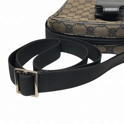 Pre-owned Gucci Black Brown Gg Canvas Leather Pochette Shoulder Bag ()