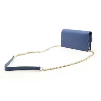 Pre-owned Gucci Blue Leather Chain/shoulder Wallet ()