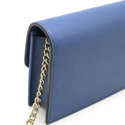 Pre-owned Gucci Blue Leather Chain/shoulder Wallet ()