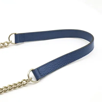 Pre-owned Gucci Blue Leather Chain/shoulder Wallet ()