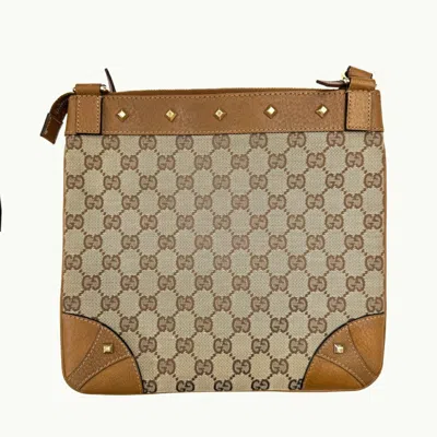 Pre-owned Gucci Brown Canvas Leather Shoulder Bag ()