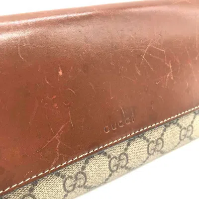 Pre-owned Gucci Brown Gg Supreme Leather Long Wallet (bi-fold) ()