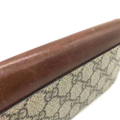 Pre-owned Gucci Brown Gg Supreme Leather Long Wallet (bi-fold) ()