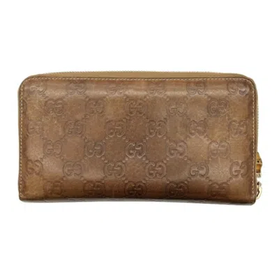 Pre-owned Gucci Brown Leather Long Wallet (bi-fold) ()