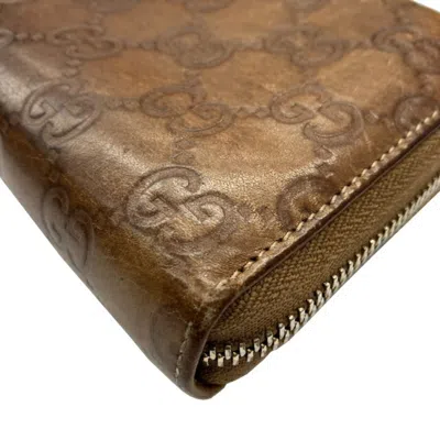 Pre-owned Gucci Brown Leather Long Wallet (bi-fold) ()