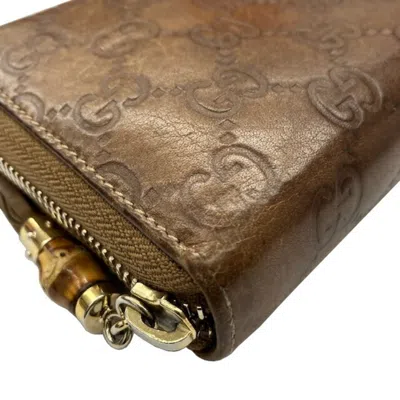 Pre-owned Gucci Brown Leather Long Wallet (bi-fold) ()