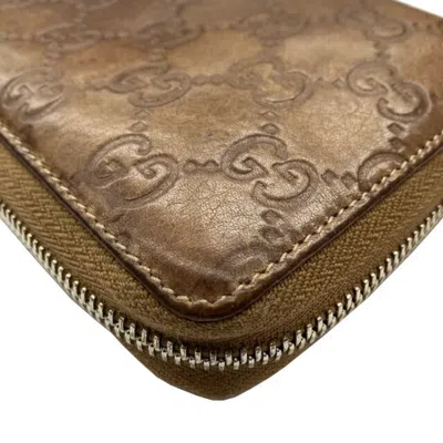 Pre-owned Gucci Brown Leather Long Wallet (bi-fold) ()