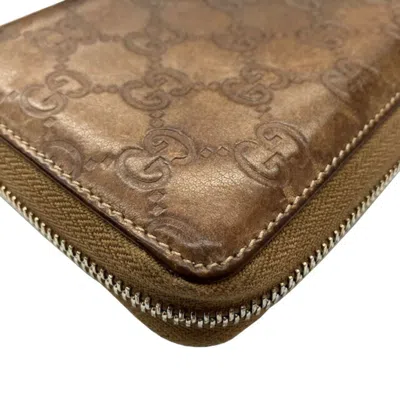 Pre-owned Gucci Brown Leather Long Wallet (bi-fold) ()