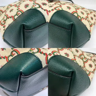 Pre-owned Gucci Gg Canvas Green Gg Canvas Tote Bag ()