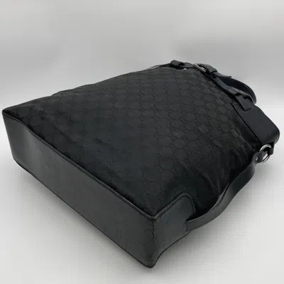 Pre-owned Gucci Gg Canvas Black Gg Canvas Leather Tote Bag ()
