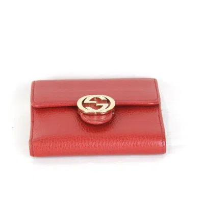 Pre-owned Gucci Red Color Leather Wallet (bi-fold) ()