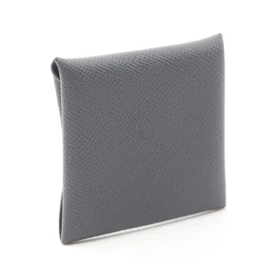Pre-owned Hermes Ardoise Gray Epsom Leather Coin Purse/coin Case ()