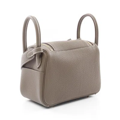 Pre-owned Hermes Beige Etoupe Gray Taurillon Clemence Leather Shoulder Bag ()