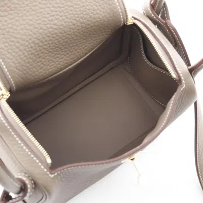 Pre-owned Hermes Beige Etoupe Gray Taurillon Clemence Leather Shoulder Bag ()