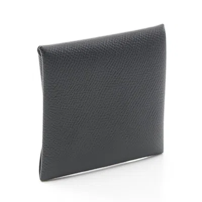 Pre-owned Hermes Black Epsom Leather Coin Purse/coin Case ()
