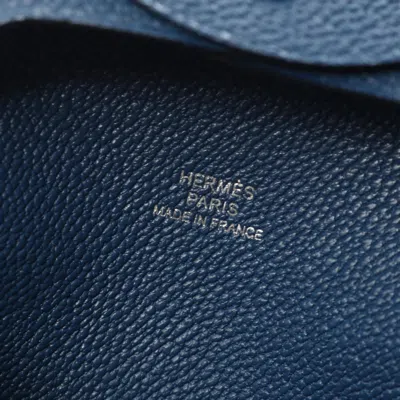 Pre-owned Hermes Blue Chevre Leather Coin Purse/coin Case ()