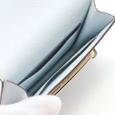 Pre-owned Hermes Blue Chevre Leather Wallet (bi-fold) ()