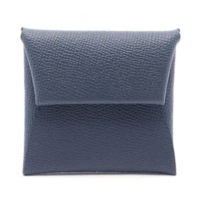 Pre-owned Hermes Blue Nuit Navy Epsom Leather Coin Purse/coin Case ()